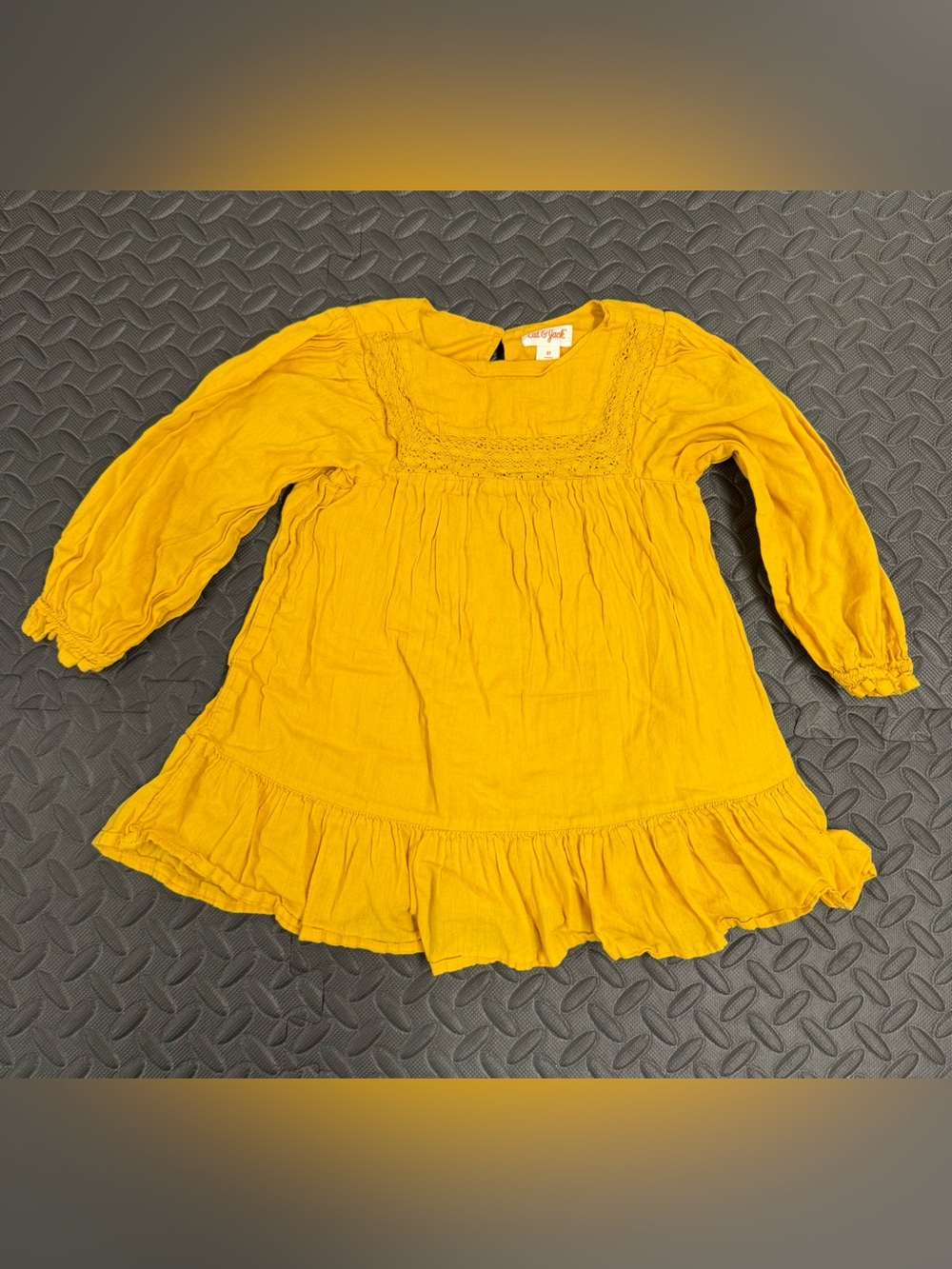 Cat & Jack Mustard Yellow Long Sleeve Ruffle Dress